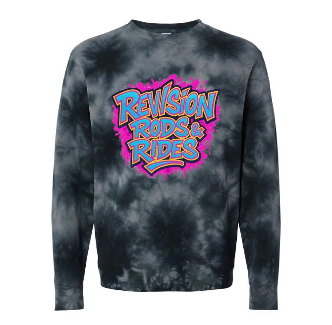 Unisex Midweight Tie Dye Black Crew