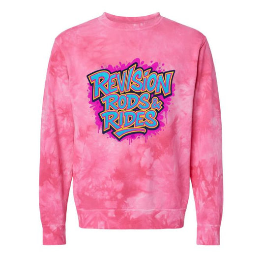 Unisex Midweight Tie Dye Pink Crew