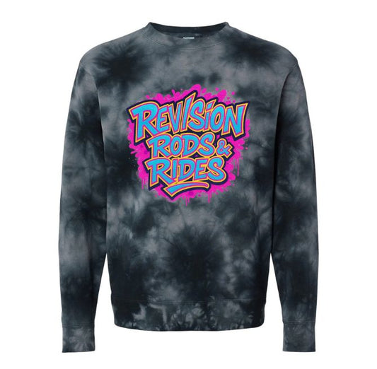 Unisex Midweight Tie Dye Black Crew