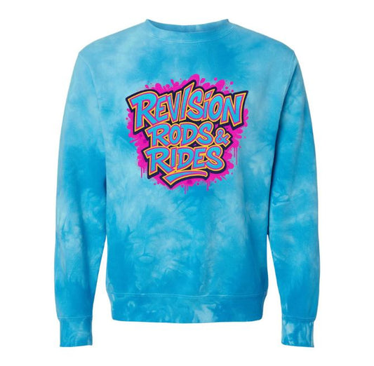 Unisex Midweight Tie Dye Aqua Blue Crew